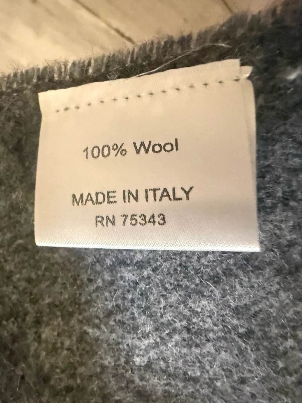 Italian Woollen Treasures Mens Gray Wool Neck Warmer Rectangle Scarf